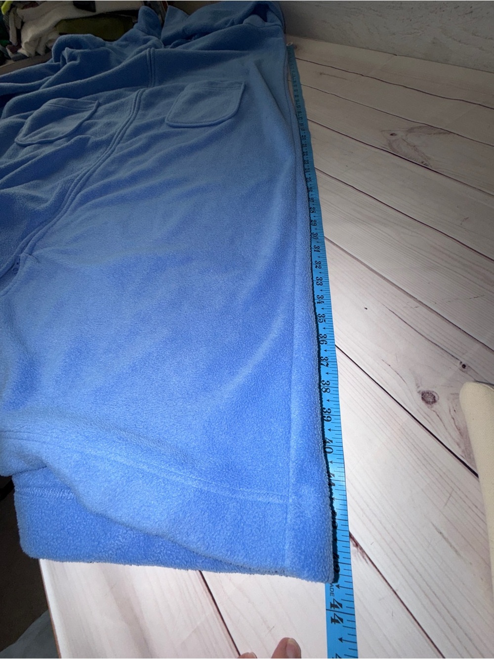 L.L.Bean 1X Long Fleece Zip Front Robe Periwinkle Blue Full Length House Coat - Picture 6 of 6
